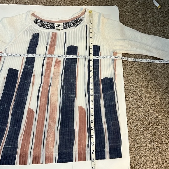 One September Pleat Front Top women’s M crew Neck 3/4 Sleeve Knit Sweater - Picture 8 of 11